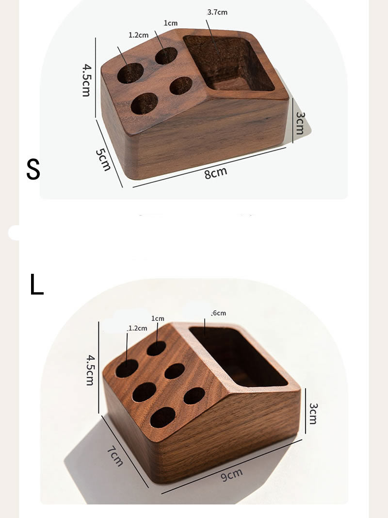 Simple Wooden Four-Hole Pen Holder, Small Items Storage Box