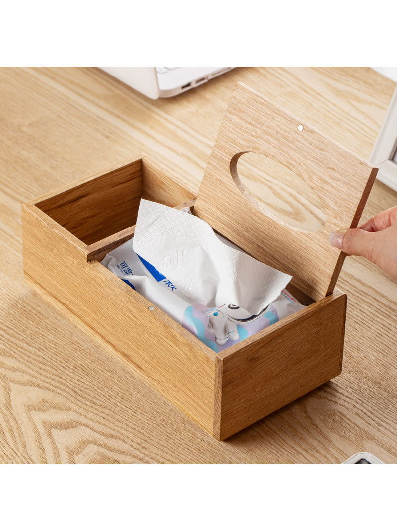 Simple Wooden Tissue Box, Desktop Storage Box