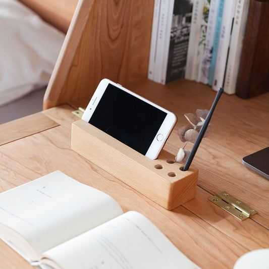 Simplicity Wooden Pen Holder With Mobile Phone Holder