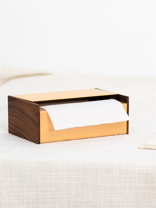 Stainless Steel Wood Tissue Box - Simple Modern Art