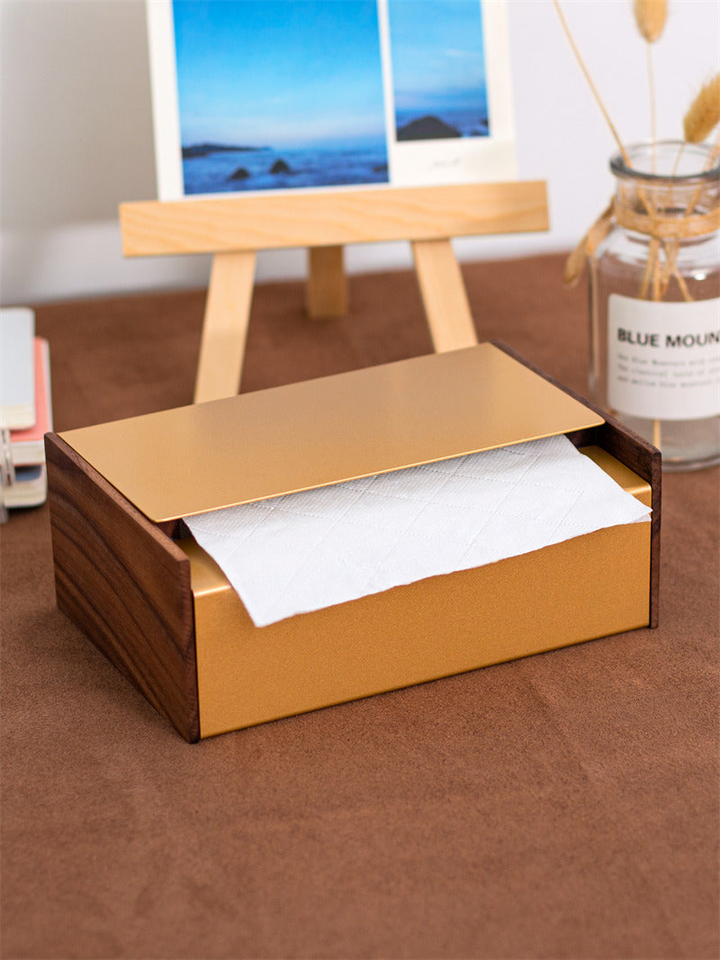 Stainless Steel Wood Tissue Box - Simple Modern Art