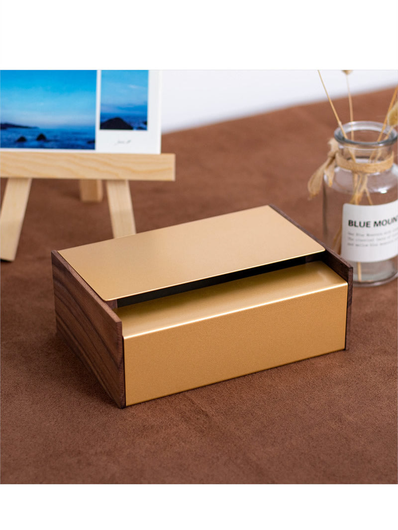 Stainless Steel Wood Tissue Box - Simple Modern Art