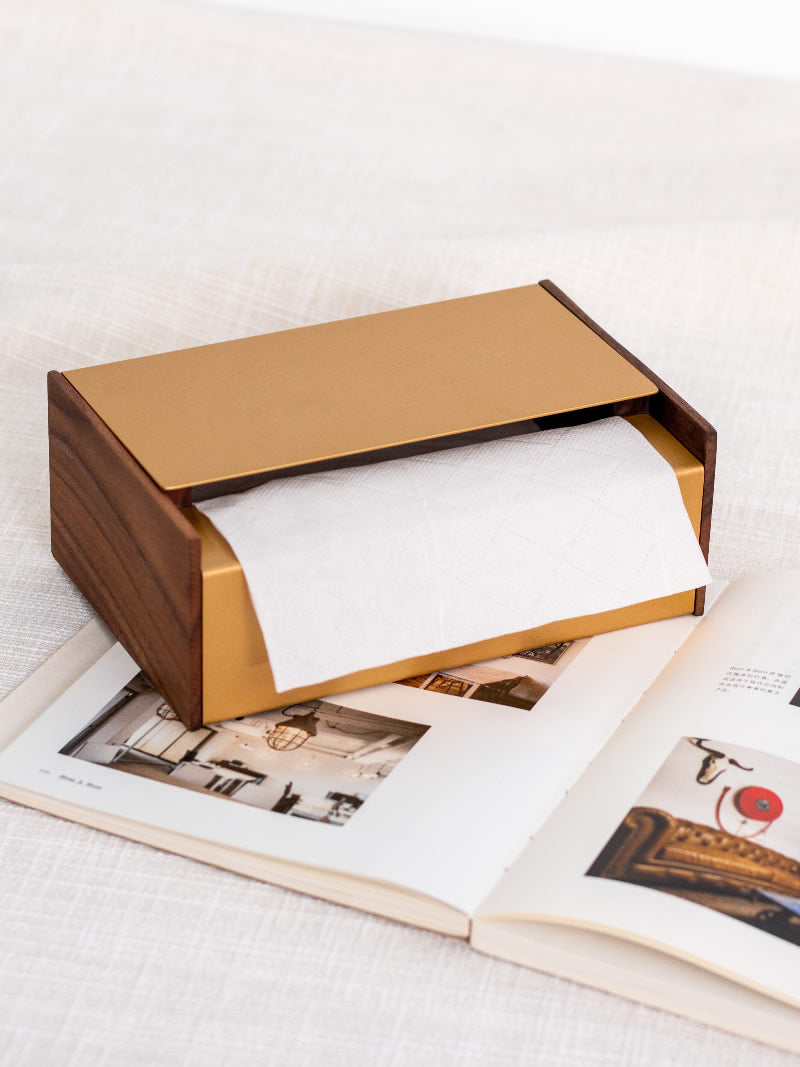 Stainless Steel Wood Tissue Box - Simple Modern Art