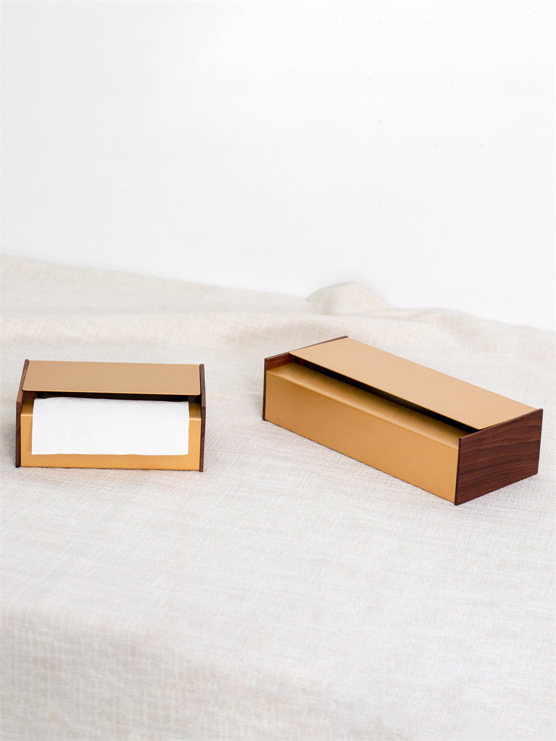 Stainless Steel Wood Tissue Box - Simple Modern Art