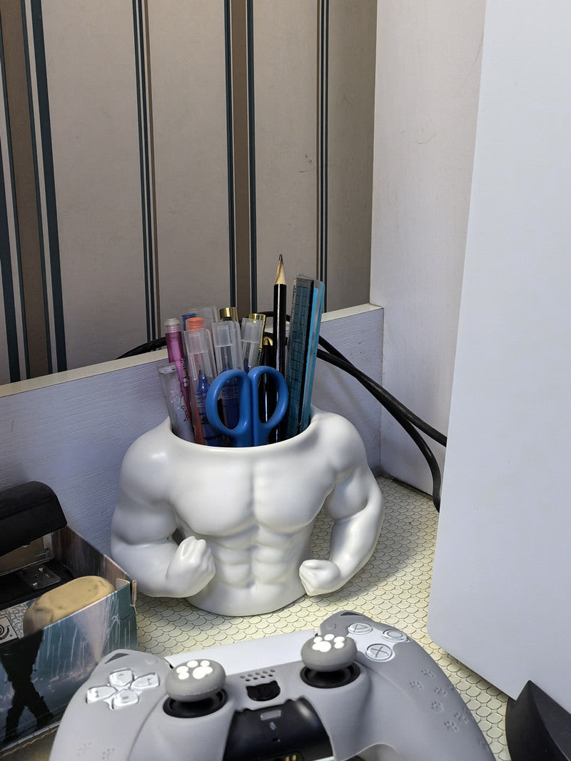 Strong Man Ceramic Pen Holder, Human Body Art Decoration