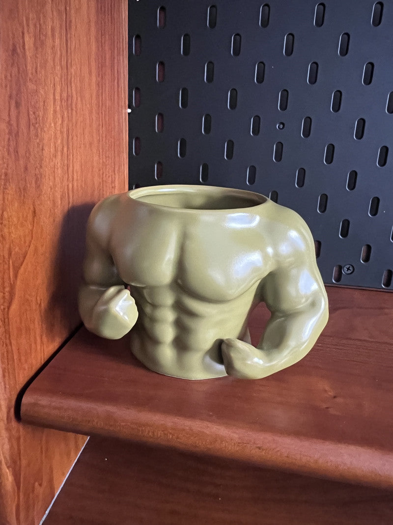 Strong Man Ceramic Pen Holder, Human Body Art Decoration