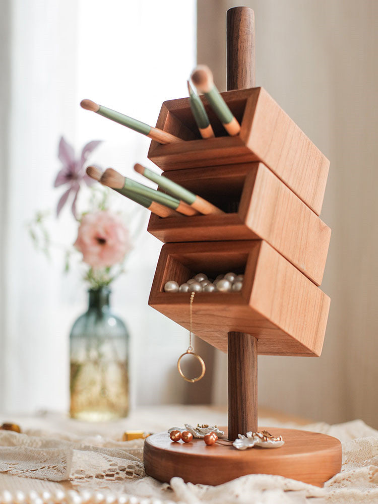 Three-Tier Wooden Pen Stand: Versatile and Stylish Desk Organizer