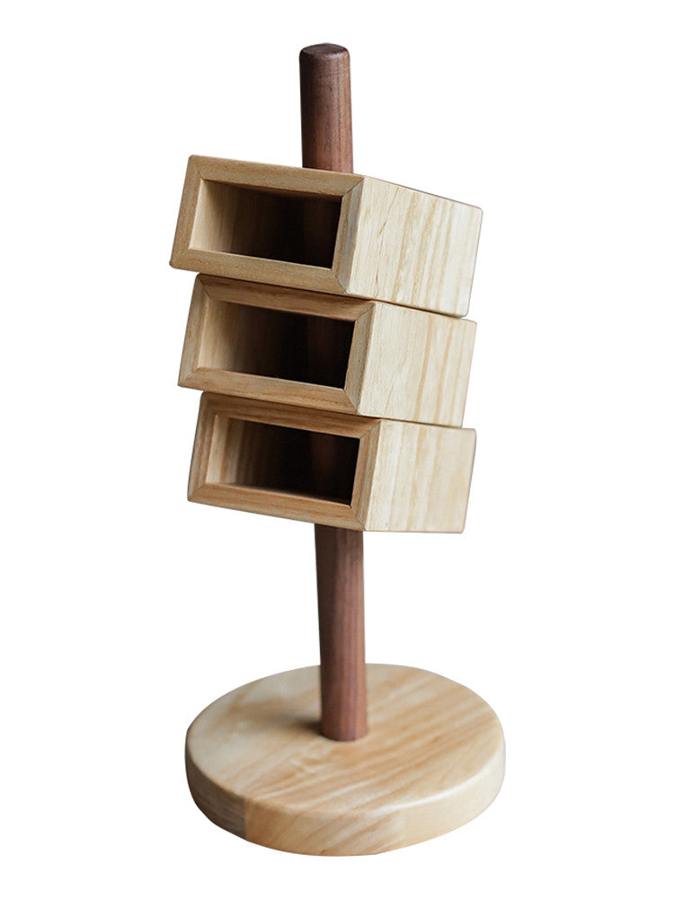 Three-Tier Wooden Pen Stand: Versatile and Stylish Desk Organizer