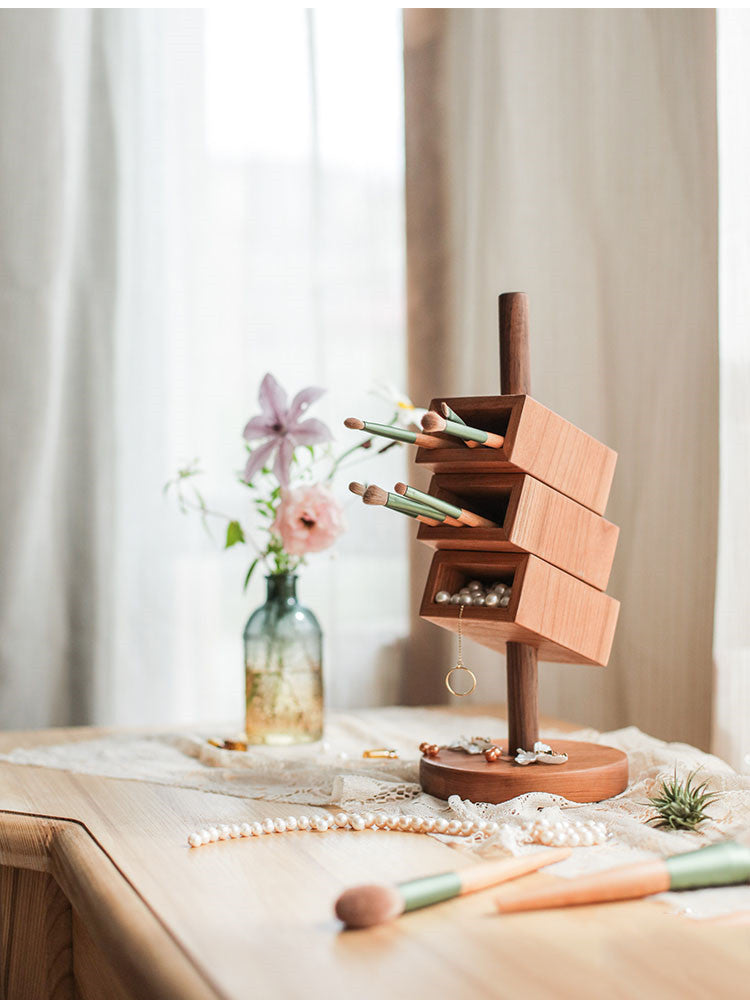 Three-Tier Wooden Pen Stand: Versatile and Stylish Desk Organizer