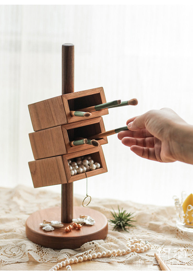 Three-Tier Wooden Pen Stand: Versatile and Stylish Desk Organizer