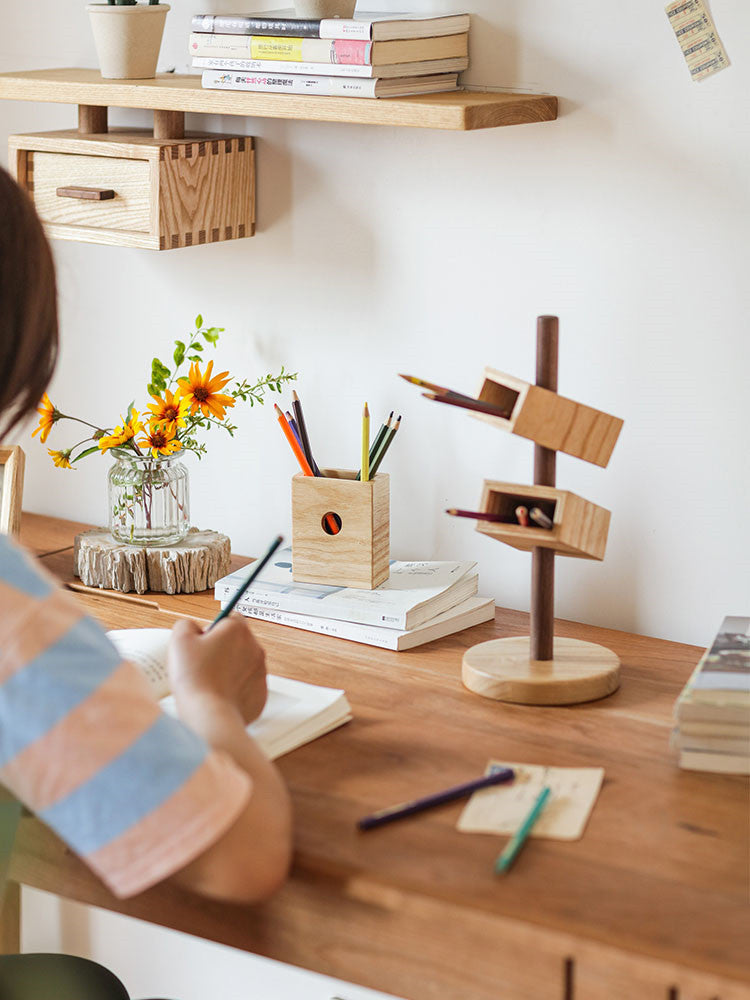 Three-Tier Wooden Pen Stand: Versatile and Stylish Desk Organizer