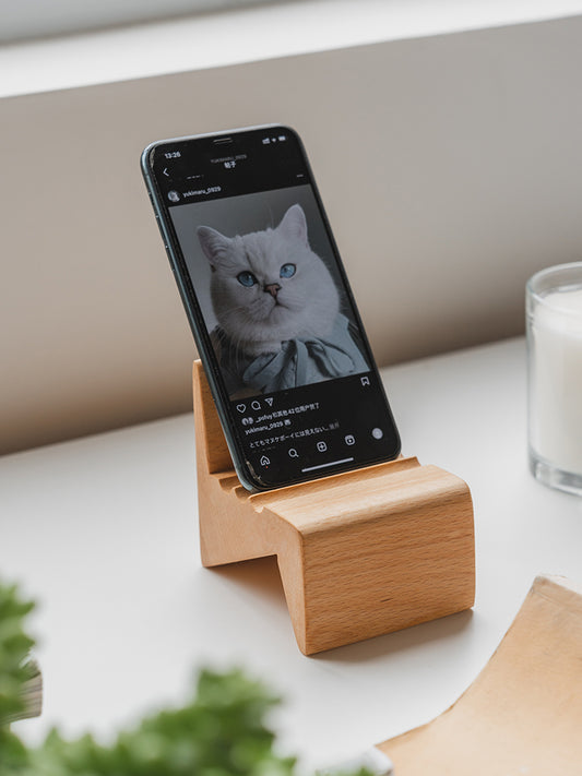 Unique adjustable angle wooden chair phone holder