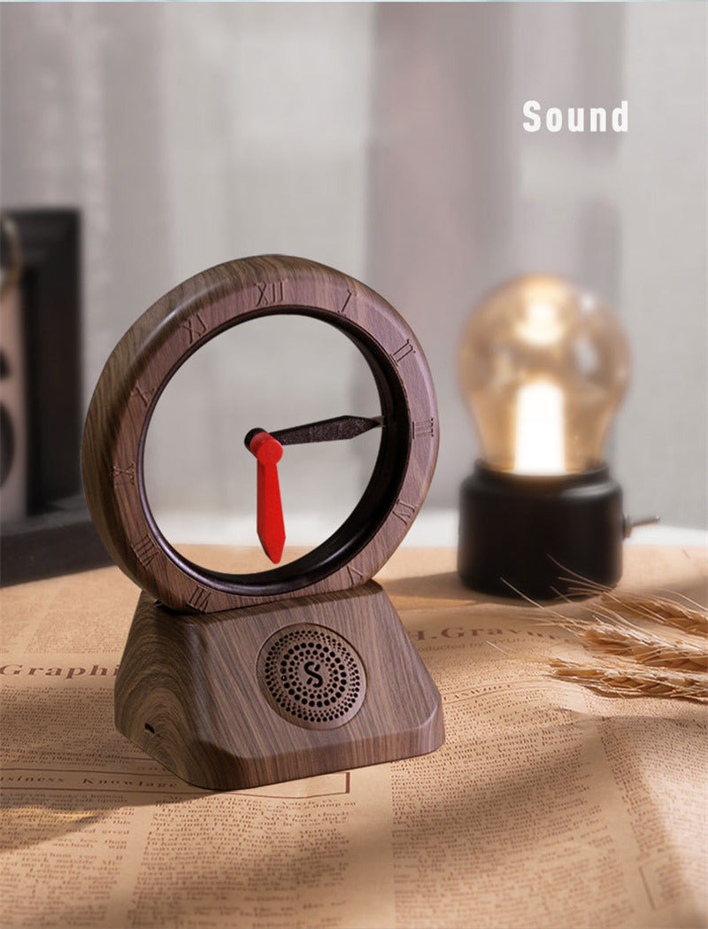 Hollow Clock That Runs Backwards, with  Bluetooth Speaker Function