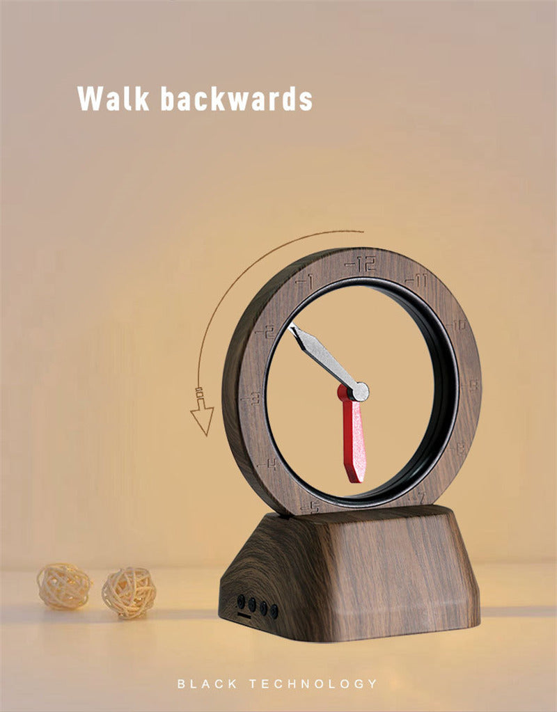 Hollow Clock That Runs Backwards, with  Bluetooth Speaker Function