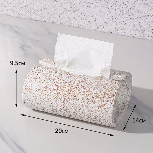 Vintage Faux Terrazzo Concrete Tissue Box: Minimalist Home Decor