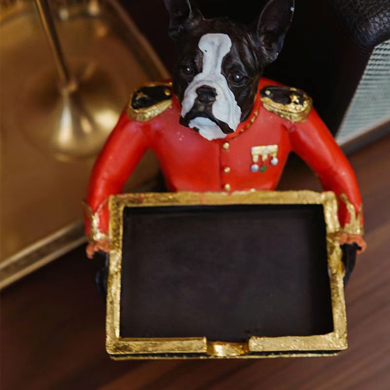 Vintage Gentleman Dog Business Card Holder, Distressed Design Ornaments