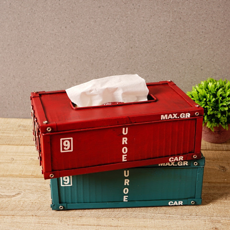 Vintage Industrial Container Tissue Box: Retro Iron Design