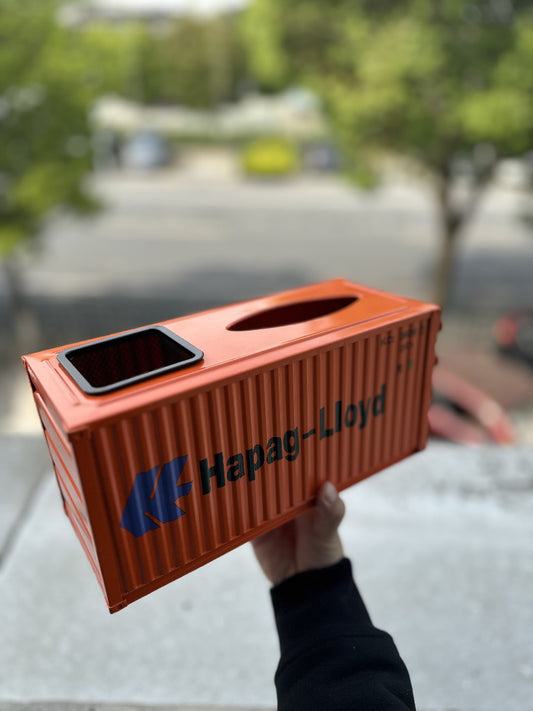 Vintage Orange Iron Container Tissue Box: Industrial Chic Decor