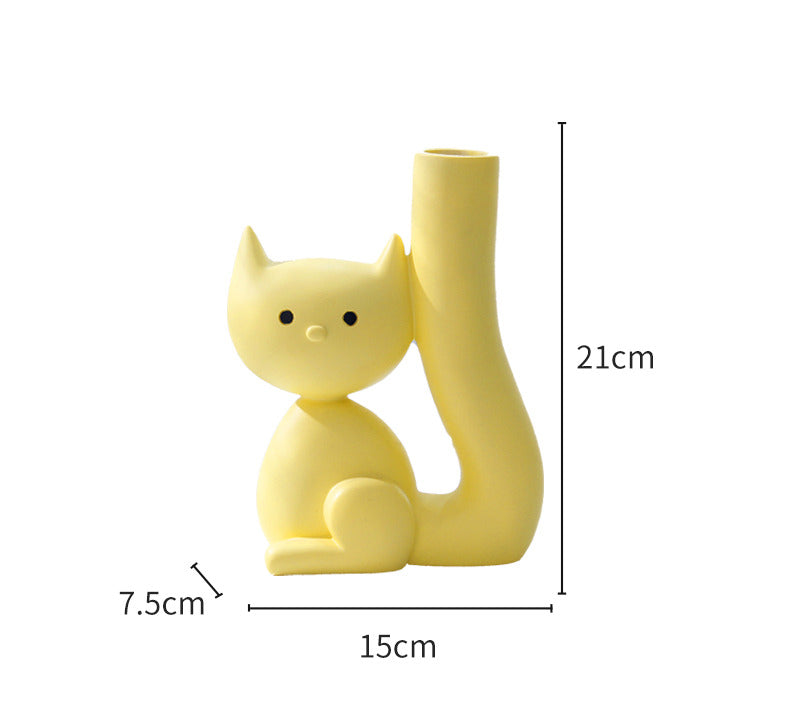 Whimsical Ceramic Cat Tail Vase - Artistic Home Decoration