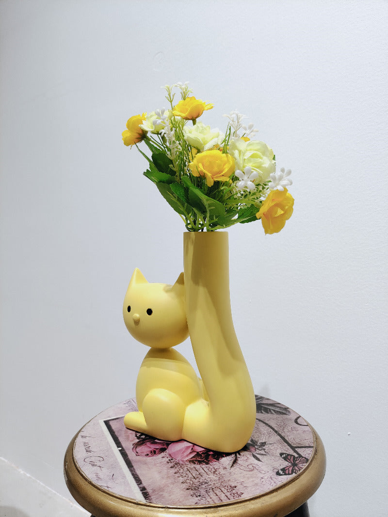 Whimsical Ceramic Cat Tail Vase - Artistic Home Decoration