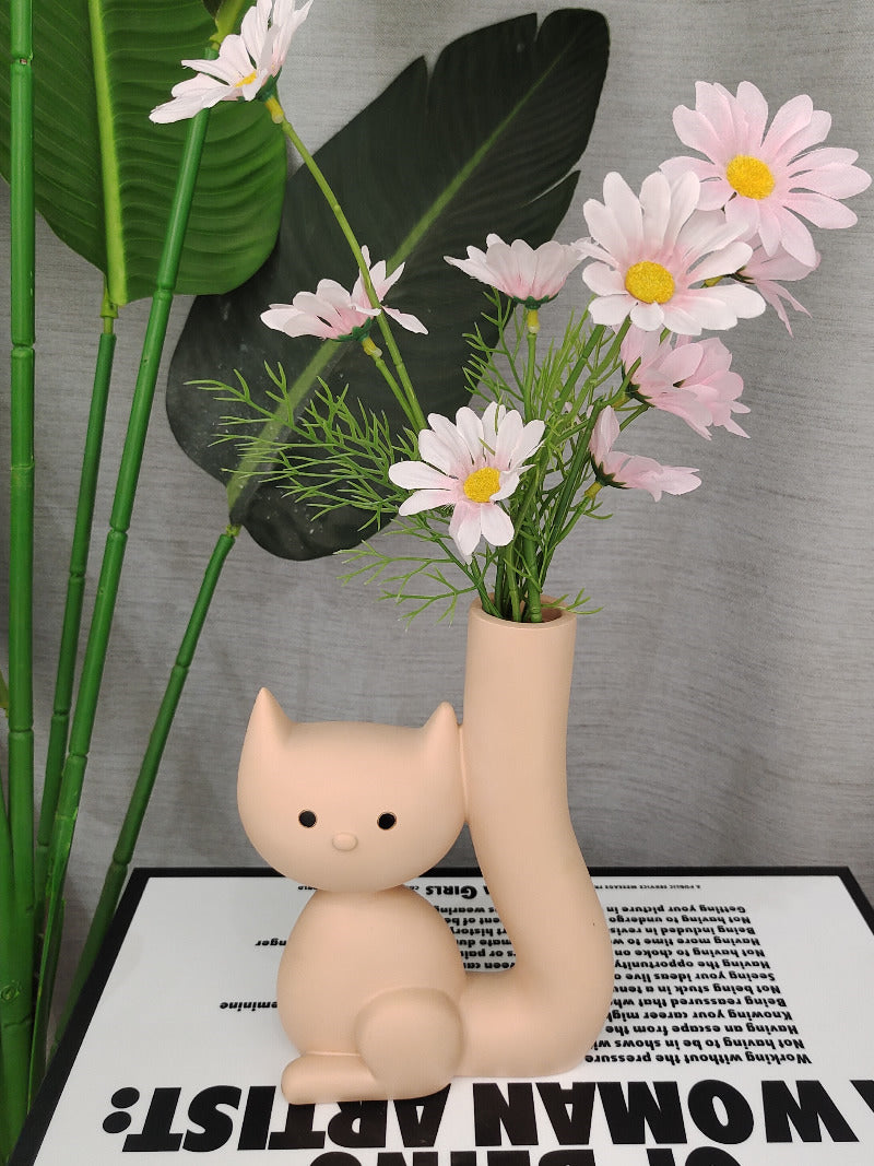 Whimsical Ceramic Cat Tail Vase - Artistic Home Decoration