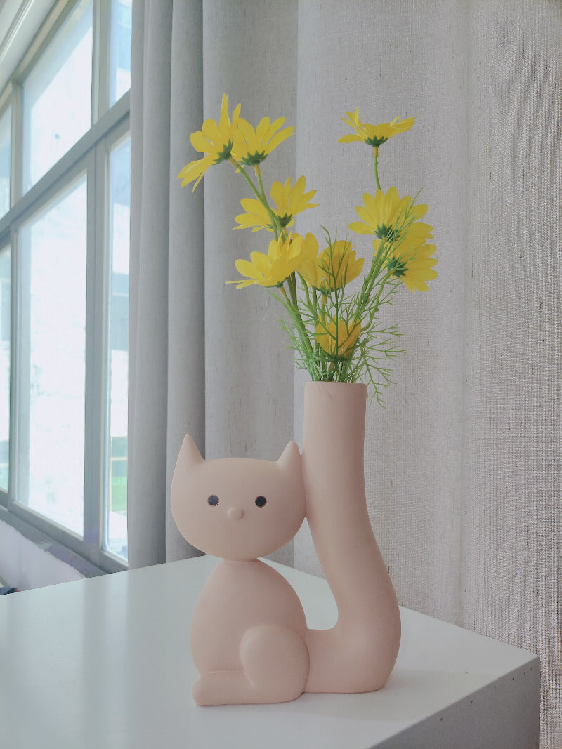 Whimsical Ceramic Cat Tail Vase - Artistic Home Decoration