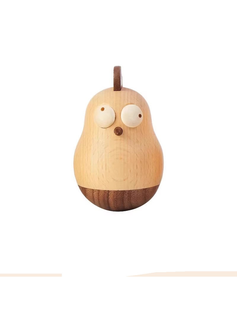 Whimsical Wooden Chicken Tumbler, Desktop Small Ornament Gift