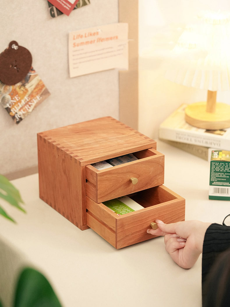 Wood Double Drawer Desktop Organizer: Jewelry and Office Storage