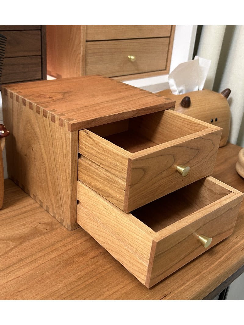 Wood Double Drawer Desktop Organizer: Jewelry and Office Storage