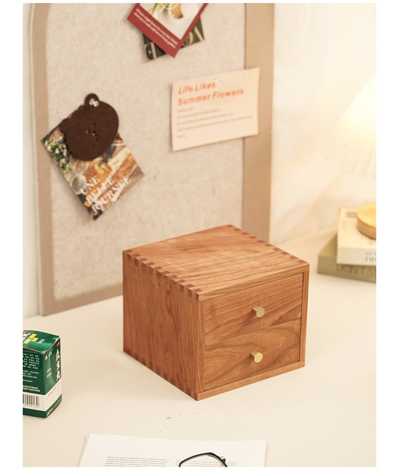 Wood Double Drawer Desktop Organizer: Jewelry and Office Storage