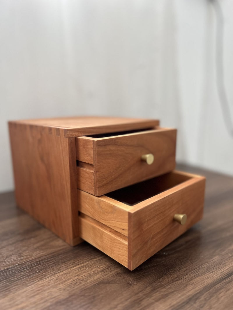 Wood Double Drawer Desktop Organizer: Jewelry and Office Storage