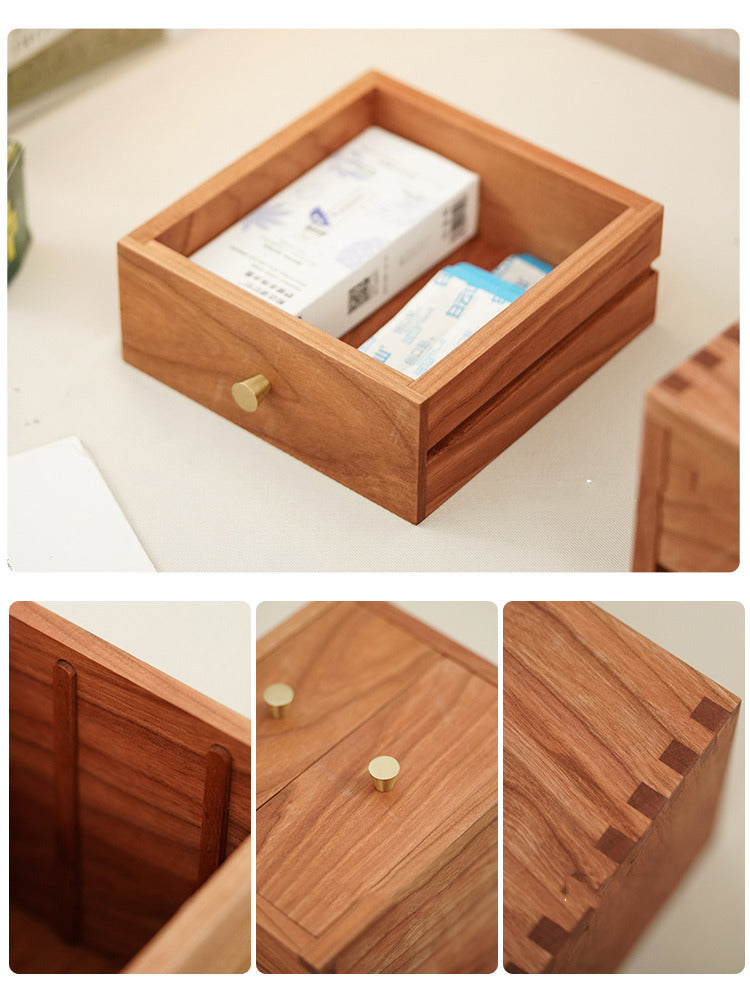 Wood Double Drawer Desktop Organizer: Jewelry and Office Storage