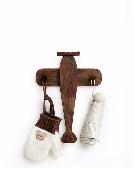 Wooden Airplane Shape Wall Hook, Room Decoration Gift Idea