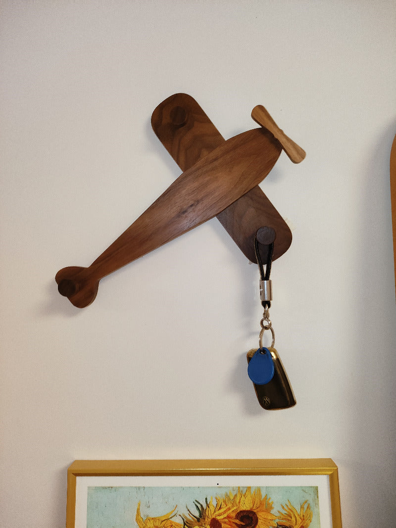 Wooden Airplane Shape Wall Hook, Room Decoration Gift Idea