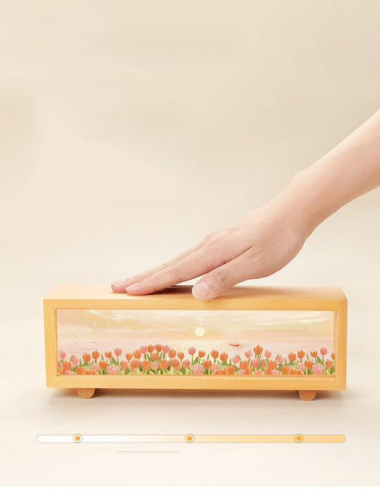 Wooden Ambient Lamp With Floral Design:Creative Gift Night Light