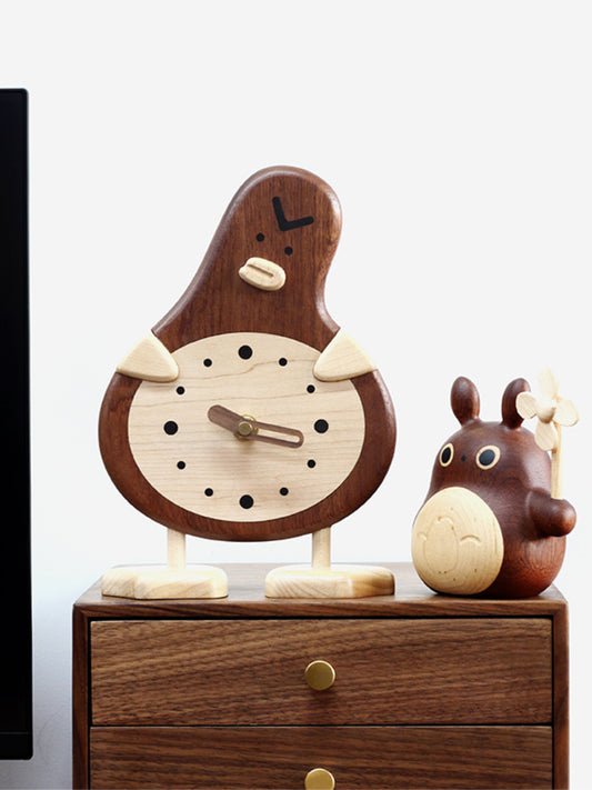 Wooden Big Strange Bird Table Clock, Home Office Ornaments, Creative Gift