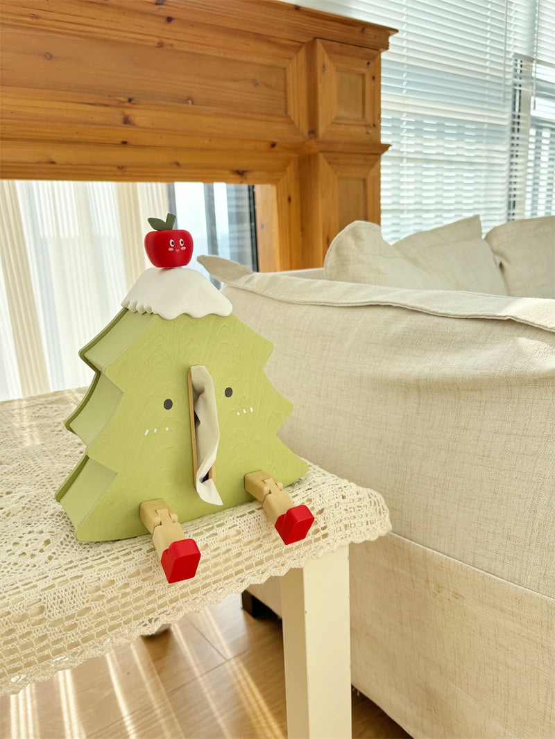 Wooden Cartoon Christmas Tree Tissue Holder, Phone Holder, Home Decoration