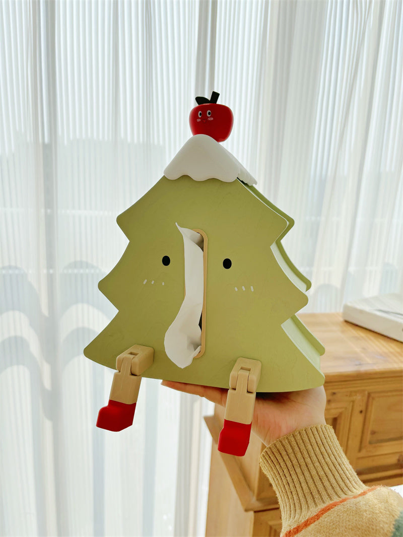 Wooden Cartoon Christmas Tree Tissue Holder, Phone Holder, Home Decoration