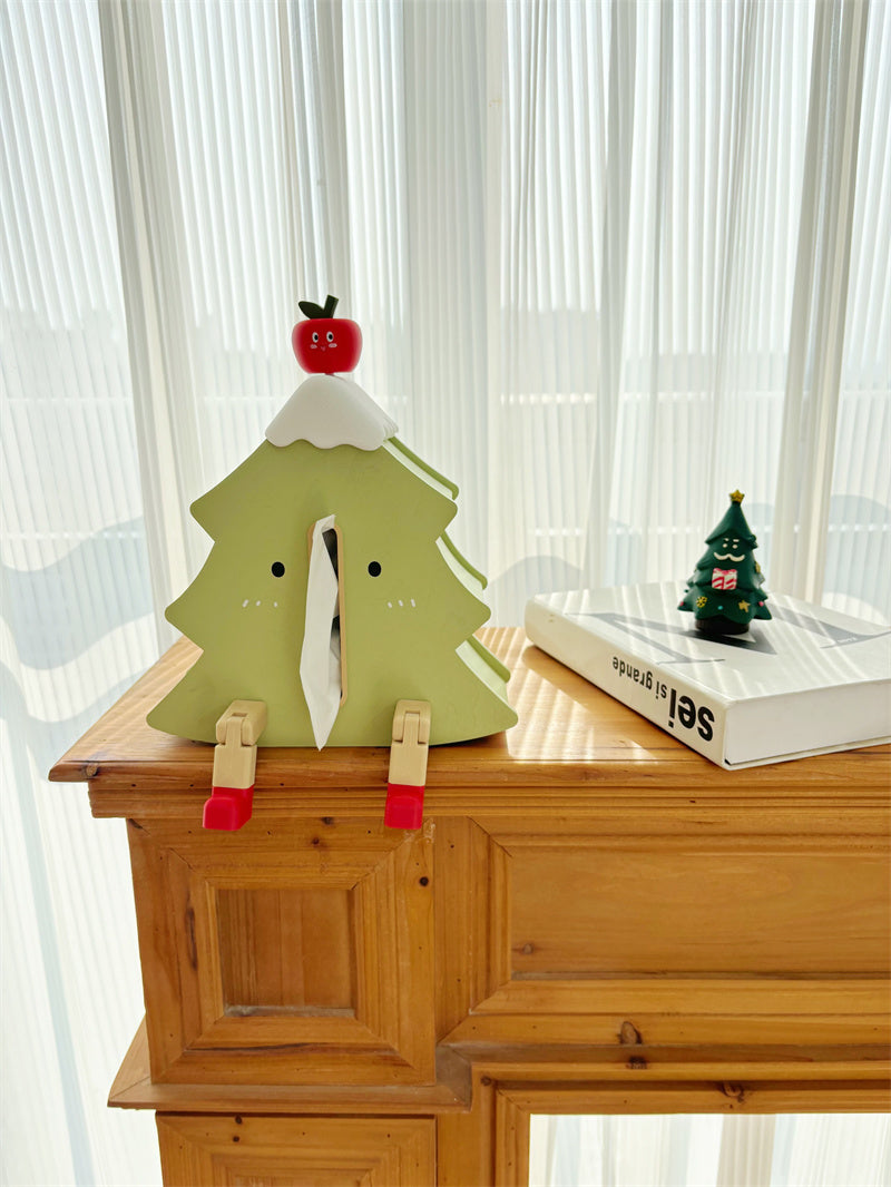 Wooden Cartoon Christmas Tree Tissue Holder, Phone Holder, Home Decoration