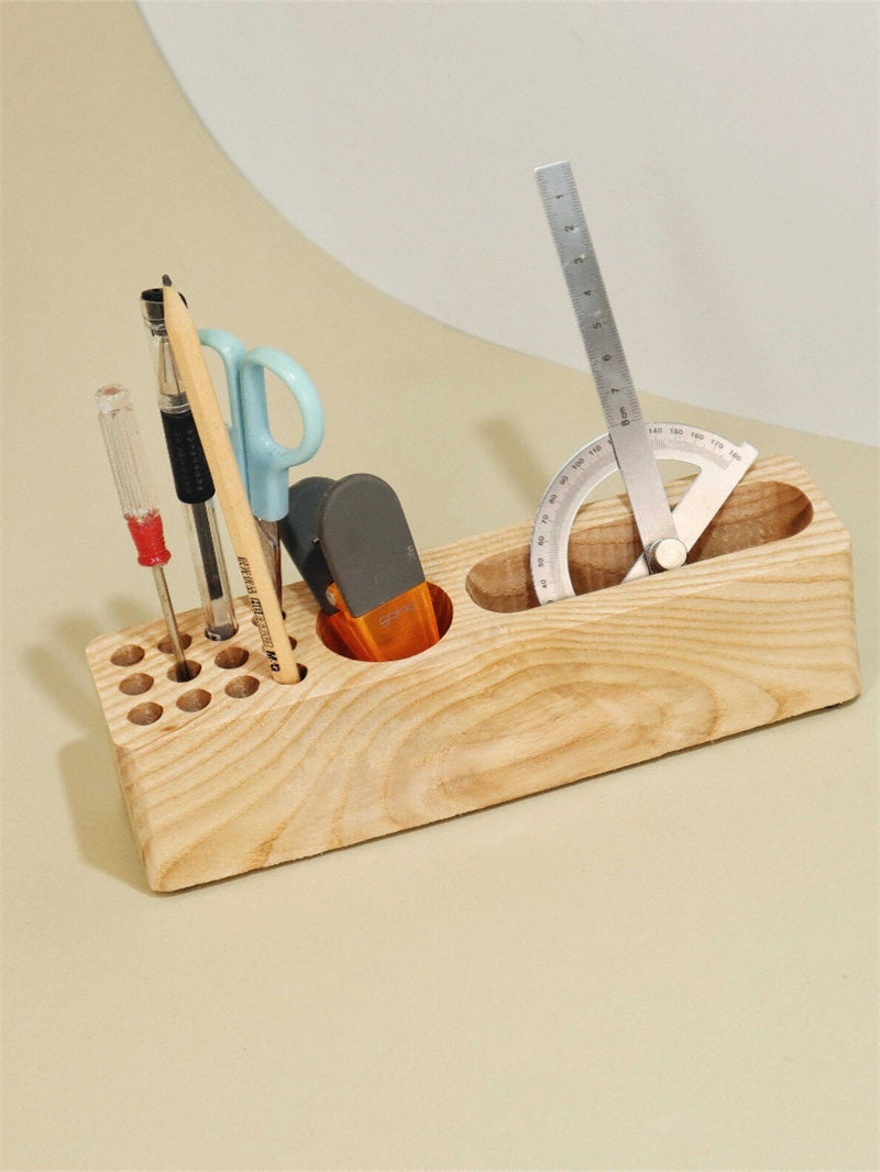 Wooden Desk Organizer Pen Holder,Business Card Slot,Tool Storage