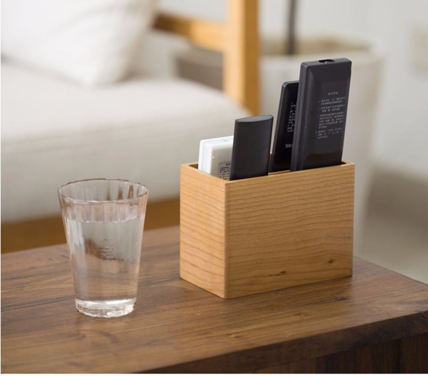 Wooden Dual-Compartment Organizer: Tidy Up Your Remote Controls And Phones