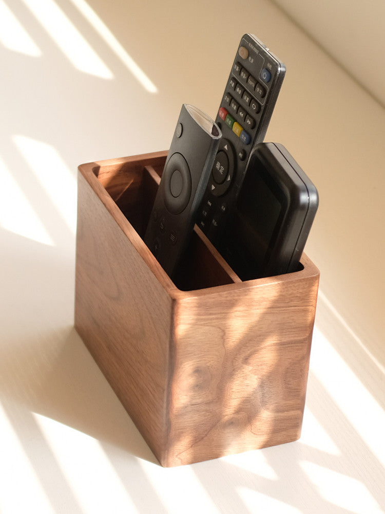 Wooden Dual-Compartment Organizer: Tidy Up Your Remote Controls And Phones