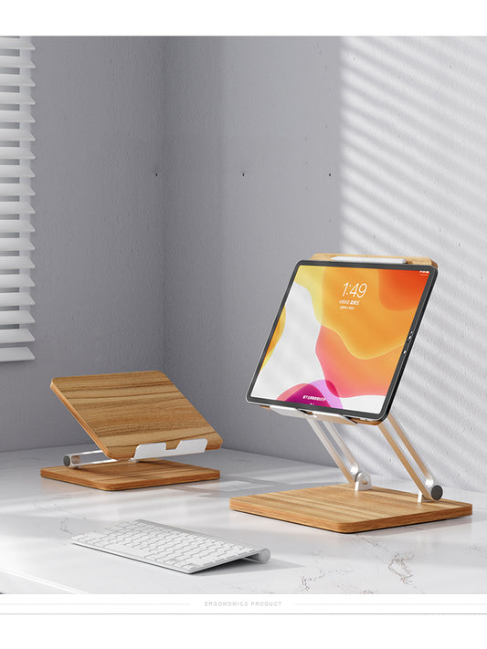 Wooden Folding Tablet Stand, Multi-Angle Adjustable iPad Stand