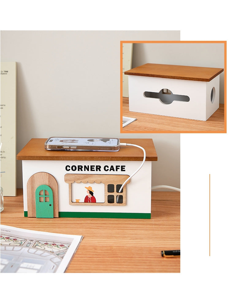 Wooden House Cable Organizer: Charming Practical Power Cord Storage Box