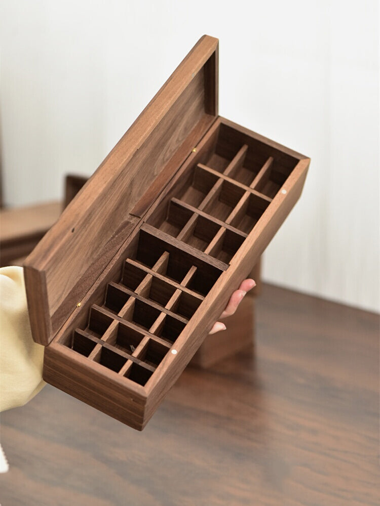 Wooden multi-grid cosmetic storage box, perfume, lipstick, small bottle storage