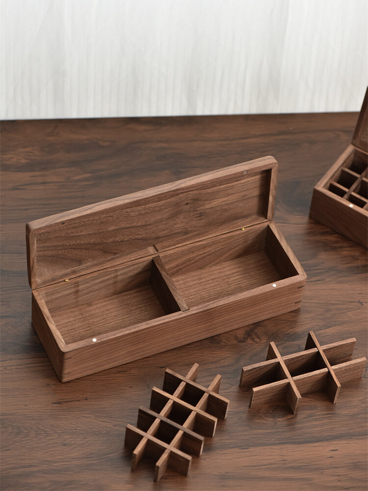 Wooden multi-grid cosmetic storage box, perfume, lipstick, small bottle storage