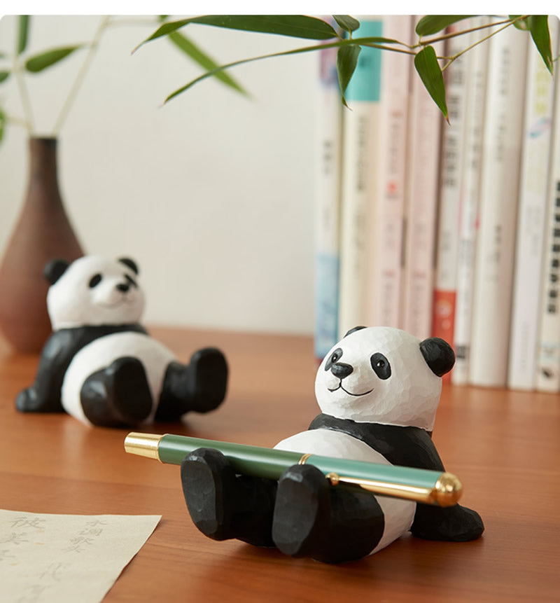 Wooden Panda Phone Holder, Pen Holder, Hand-Carved,Creative Gift