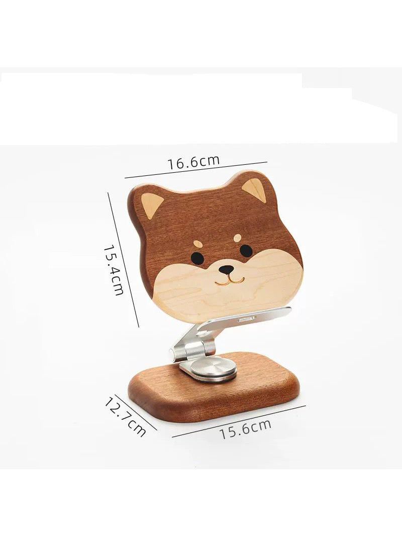 Wooden Rotating Cute Dog Phone Holder, Ipad Stand