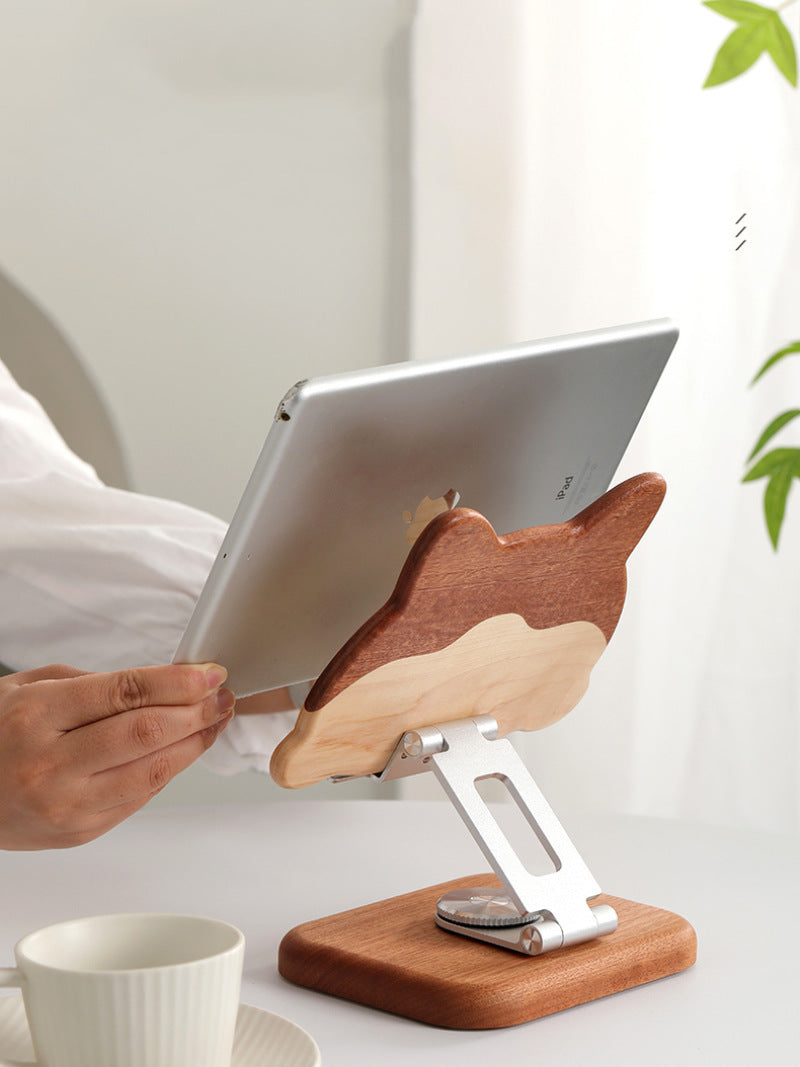 Wooden Rotating Cute Dog Phone Holder, Ipad Stand