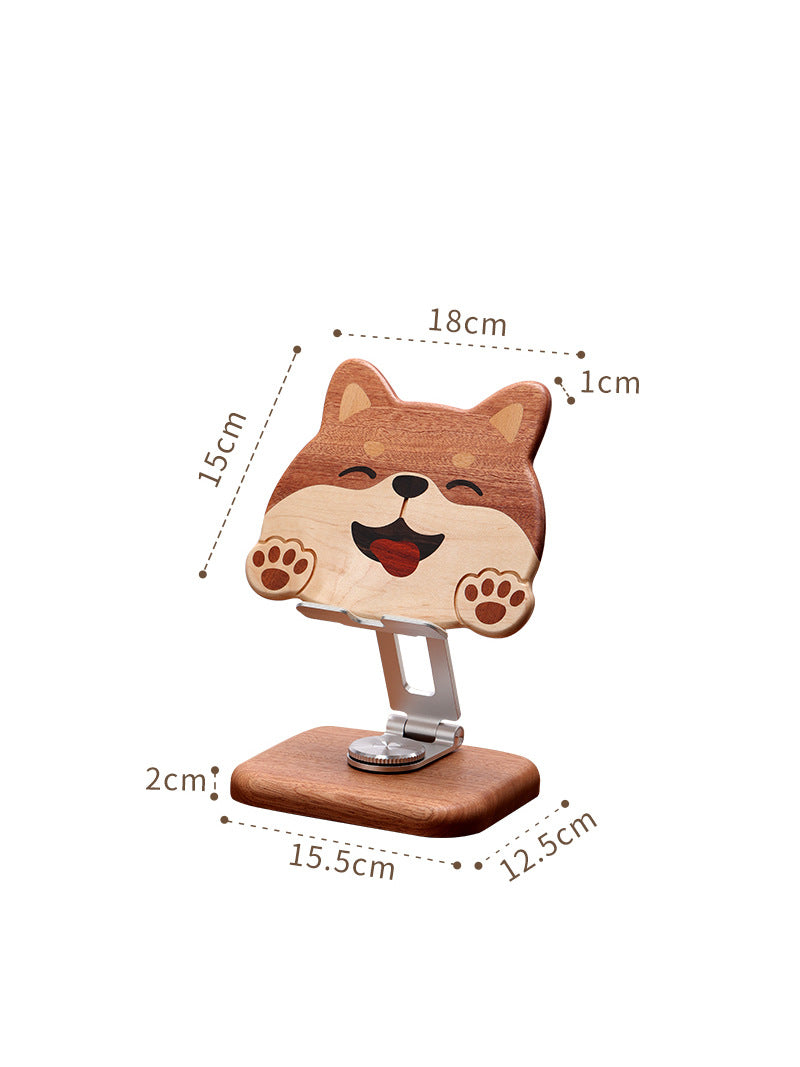 Wooden Rotating Cute Dog Phone Holder, Ipad Stand